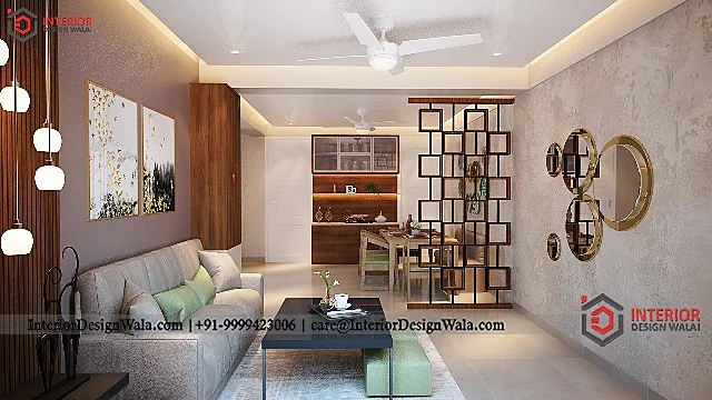 Designer Open Shelf Living Room Interior Design